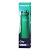 Opakowanie butelki filtrującej AQUAPHOR City 500 ml w kolorze zielonym, z widocznym logo "AQUAPHOR water filters" na górze. Na dole opakowania znajduje się napis "City Filter Bottle 0.5 L".
