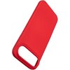 Czerwone etui silikonowe o gładkiej powierzchni, przeznaczone do telefonu, z wycięciem na aparat w górnym rogu. Produkt nie zawiera żadnych widocznych napisów ani logo.