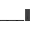 Szary soundbar i subwoofer marki Philips są ustawione obok siebie na białym tle. Na soundbarze widoczne są oznaczenia: "HDMI", "Dolby Atmos", "DTS Play-Fi".