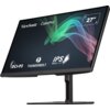 Monitor o przekątnej 27 cali z logo ViewSonic i ColorPro na ekranie, wyświetlający kolorowe fale oraz ikony i napisy: DCI-P3, Thunderbolt, IPS SuperClear. Na obudowie widoczne jest logo ViewSonic.