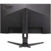Czarno-szary monitor marki Acer widziany od tyłu, z centralnie umieszczonym uchwytem i logo "acer" w lewym górnym rogu. Monitor ma nowoczesny design z wyraźnymi liniami i otworem w podstawie uchwytu.