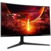 Monitor ACER Nitro 27" XZ270W0BMIIPHX wyświetla dynamiczną scenę z gry, przedstawiającą futurystyczne miasto z unoszącymi się statkami kosmicznymi i planetą w tle. Na obudowie widoczne jest logo "acer".