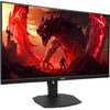 Monitor marki Acer z wyświetlaczem przedstawiającym dynamiczną scenę z czerwonym smokiem i postacią na tle ognistego krajobrazu. Na dolnej ramce monitora widoczne jest logo "acer".