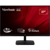 Monitor z czarną ramką i podstawą, na ekranie widoczne logo "ViewSonic" oraz kolorowe ptaki. Na czerwonym tle znajdują się napisy: "1ms Response Time", "100Hz", "Eye ProTech" oraz "27"".