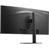 Na zdjęciu widoczny jest tył zakrzywionego monitora z logo "ViewSonic" w prawym górnym rogu. Monitor jest zamontowany na prostokątnej podstawie, a na panelu z tyłu znajdują się różne porty, w tym HDMI i USB.