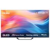 Telewizor z kolorowym, abstrakcyjnym tłem na ekranie, z widocznymi napisami: "Haier", "Google TV", "QLED", "Game Mode", "Gaming.120Hz", "Dolby Audio".