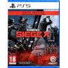 Okładka gry "Tom Clancy's Rainbow Six Siege X - Elite Edition" na PS5 przedstawia postacie w dynamicznej akcji, z czerwonym napisem "SIEGE X" na środku. Na górze widnieje napis "ELITE EDITION INCLUDES ALL GAME MODES + 16 ADDITIONAL OPERATORS", a w dolnym 