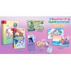 Na zdjęciu znajduje się zestaw "Hello Kitty Island Adventure GRA NINTENDO SWITCH - Gift Box", który obejmuje pudełko kolekcjonerskie, grę w edycji deluxe, przewodnik "Critter & Fish Guide", książeczkę "Tophat's Memories", 18 kart kolekcjonerskich z jedną 