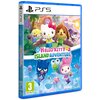 Okładka gry "Hello Kitty Island Adventure" na PS5 przedstawia kolorowe postacie z kreskówki na tle tropikalnej wyspy. Widoczne są logotypy "PS5", "Sunblink", "Sanrio" oraz oznaczenie wiekowe "3" z adresem "www.pegi.info".
