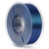 Na zdjęciu znajduje się szpula z niebieskim filamentem o średnicy 1.75 mm, przeznaczonym do drukarek 3D. Szpula jest przezroczysta, a filament jest równomiernie nawinięty.