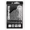 Na zdjęciu znajduje się opakowanie zestawu wierteł GRAPHITE 54T940, zawierające 13 sztuk wierteł o różnych rozmiarach od 2.2 do 8 mm. Na opakowaniu widoczne są oznaczenia: "METAL", "DIN 338", "HSS G", "118°".