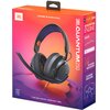 Opakowanie słuchawek JBL Quantum 250 z widocznym logo JBL oraz hasłem "Sound is Survival". Na opakowaniu znajdują się informacje o kompatybilności z PC, Mac, Xbox, PlayStation, Nintendo Switch i urządzeniami mobilnymi, a także grafiki przedstawiające funk