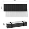 Na zdjęciu widoczna jest czarna karimata z teksturą, o wymiarach 195 cm na 60 cm, oraz złożona wersja o grubości 1,5 cm, spięta czarnymi paskami. Produkt jest opisany jako "Karimata NILS CAMP NC17103 Czarny".