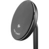 Czarna ładowarka indukcyjna z okrągłą powierzchnią, na której widnieje napis "qi2" oraz "FAST CHARGE". Produkt ma elegancki, minimalistyczny design z metalicznym wykończeniem na krawędziach.