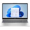Laptop z otwartym ekranem wyświetlającym interfejs systemu Windows 11, z widocznymi ikonami aplikacji i menu startowym. Na obudowie poniżej ekranu znajduje się logo HP.