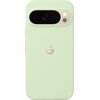 Jasnozielone etui na telefon z wycięciem na aparat i logo "G" pośrodku. Aparat ma trzy obiektywy i dwie widoczne diody.