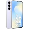 Smartfon z dużym wyświetlaczem, na którym widoczny jest gradientowy ekran z napisem "Galaxy S25 FE". Obok ekranu znajdują się trzy obiektywy aparatu umieszczone pionowo.