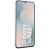 Smartfon z dużym wyświetlaczem, na którym widoczny jest napis "Galaxy S25 FE". Tło ekranu ma gradientowe kolory, a na górze znajduje się mały otwór na kamerę.