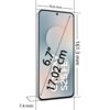Smartfon z wyświetlaczem o przekątnej 6.7 cala (17.02 cm) i wymiarach 161.3 mm wysokości, 76.6 mm szerokości oraz 7.4 mm grubości. Na ekranie widoczny jest napis "S25 FE".
