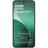 Smartfon z zielonym ekranem wyświetla tekst: "OPPO AI Phone OPPO Reno14 FS 5G" oraz funkcje: "AI Flash Photography", "AI Edytor 2.0", "Pojemna bateria 6000 mAh".