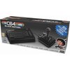 Pudełko z produktem "THE C64 Mini Black Edition" zawiera grafikę przedstawiającą miniaturową konsolę z joystickiem oraz napis "25 Incredible New Games". Na dole widnieje tekst "THE WORLD'S BEST SELLING MINI HOME COMPUTER" oraz logo "RETRO GAMES".