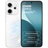 Smartfon z białą obudową i trzema aparatami z tyłu, obok wyświetlacz z napisem "OPPO AI Phone OPPO Reno14 5G" oraz funkcjami: "AI Flash Photography", "AI Edytor 2.0", "Teleobiektyw 3,5x". Na obudowie widoczne jest subtelne logo "oppo".