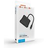 Białe opakowanie produktu "Hub FIXED Quadri FIXHU-QR-BK 5x1 USB Typu C, Pasywny" z widocznym zdjęciem czarnego huba USB-C oraz tekstem: "HUB QUADRI USB-C HUB 5IN1 with shielding technology". Na górze opakowania znajdują się ikony z opisami: "USB-C/A 3.2 G