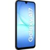 Smartfon z dużym ekranem, na którym widoczny jest gradientowy niebieski motyw oraz napis "Galaxy A17". Urządzenie ma cienkie ramki i niewielkie wcięcie na aparat u góry ekranu.