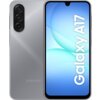 Na zdjęciu widoczny jest szary smartfon z trzema obiektywami aparatu i napisem "Galaxy A17" na ekranie. Na obudowie znajduje się logo "SAMSUNG".