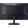 Czarny monitor z logo "acer" na górze tylnej obudowy, zamontowany na prostokątnej podstawie. Obudowa ma gładką powierzchnię z widocznymi otworami montażowymi i wbudowanymi głośnikami.
