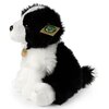Na zdjęciu znajduje się pluszowa maskotka przedstawiająca psa rasy Border Collie w kolorach czarnym i białym, z metką "ECO Friendly" oraz "RAPPA" na szyi. Maskotka siedzi, a jej futro jest miękkie i puszyste.