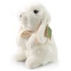 Pluszowy królik o białym futerku z długimi uszami, posiada dwie zawieszki: jedna z napisem "RAPPA", druga z napisem "ECO Friendly Product".