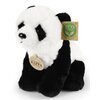 Na zdjęciu znajduje się pluszowa panda z metką z napisem "ECO FRIENDLY RAPPA ORIGINAL" oraz zawieszką z napisem "RAPPA". Panda ma czarno-białe futro i siedzi na białym tle.
