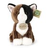 Pluszowa maskotka kota z brązowo-czarnym futerkiem i białym pyszczkiem, z zawieszką z napisem "EKOLOGICZNA KOLEKCJA RAPPA EXCLUSIVE COLLECTION" oraz etykietą "ECO FRIENDLY RAPPA ORIGINAL".