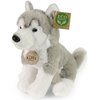 Pluszowa maskotka przedstawiająca siedzącego psa husky z szarym i białym futerkiem, z metką "ECO FRIENDLY RAPPA ORIGINAL" oraz okrągłym emblematem "RAPPA" z napisem "NAJLEPSZA KOLEKCJA EXCLUSIVE COLLECTION".
