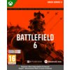 Na okładce gry "Battlefield 6: Phantom Edition" na Xbox Series X widoczny jest żołnierz w hełmie z noktowizorem na tle pomarańczowego nieba z lecącymi samolotami. Na dole znajdują się logotypy BF Studios i Electronic Arts oraz oznaczenie wiekowe 16+ z informacją o wymaganym abonamencie Xbox i dostępie do Internetu.