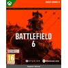 Okładka gry "Battlefield 6: Phantom Edition" na Xbox Series X przedstawia postać w hełmie i sprzęcie wojskowym na tle pomarańczowego nieba z lecącymi samolotami. Widoczne są logotypy BF Studios i Electronic Arts, oznaczenie wiekowe 16+ oraz informacja "Re