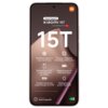 Smartfon z wyświetlaczem prezentującym tekst: "Xiaomi HyperAI, XIAOMI 15T, Co-engineered with Leica, Obiektyw optyczny Leica Summilux, Procesor MediaTek Dimensity 8400-Ultra, Wyświetlacz 6.83" z odświeżaniem do 120Hz, Pojemna bateria 5500mAh (typ), Szybki