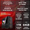 Na zdjęciu znajduje się komputer z widocznymi specyfikacjami: karta graficzna GIGABYTE GeForce RTX 5070 Windforce OC 12GB, procesor Intel Core i5-14400F, płyta główna GIGABYTE B760 DS3H AX, chłodzenie Deepcool AK400 Digital Pro, zasilanie Deepcool PL750D 