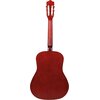 Gitara klasyczna w kolorze sunburst, widoczna od tyłu, z ciemnoczerwonym korpusem i szyjką. Instrument ma klasyczny kształt z sześcioma kluczami do strojenia na główce.