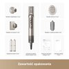 Na zdjęciu znajduje się zestaw suszarko-lokówki DREAME AZD20A Dazzle Golden 38 mm 1400W, w skład którego wchodzą: nasadka wygładzająca, nasadka do stylizacji, nasadka dyfuzora, nasadka z owalną szczotką, dwie nasadki do loków, suszarka do włosów Dreame Da