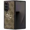 Brązowe etui na telefon z wzorem 4G i dużym logo GUESS, przeznaczone do modelu Samsung Galaxy Z Fold 7. Etui posiada wycięcia na aparat i przyciski, a na jego powierzchni widoczny jest wzór z literami "G" i "S".