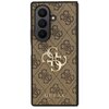 Brązowe etui z wzorem 4G i dużym logo GUESS, przeznaczone do telefonu Samsung Galaxy Z Fold 7, z widocznymi trzema otworami na aparaty. Na etui znajduje się złote logo "GUESS" oraz ozdobne litery "G" i "C".