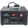 Czarna wytwornica dymu z widocznym napisem "LED FOG MACHINE" oraz wyświetlaczem pokazującym "UP". Na urządzeniu znajdują się przyciski "ON" i "OFF", złącza "CONTROL OUTPUT" i "CONTROL INPUT", oraz oznaczenia "CE" i "RoHS".