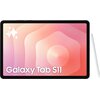 Na zdjęciu widoczny jest tablet z ekranem wyświetlającym abstrakcyjny, różowy wzór oraz napis "Galaxy Tab S11". Obok tabletu znajduje się biały rysik.