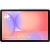 Tablet z wyświetlaczem o gradientowym tle w odcieniach różu i fioletu, z białymi elementami graficznymi w kształcie gwiazdek. Na ekranie widoczny jest napis "Galaxy Tab S10 Lite".