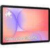 Tablet z dużym ekranem wyświetla kolorową grafikę z gradientem w odcieniach różu i fioletu oraz białymi gwiazdkami. Na ekranie widoczny jest napis "Galaxy Tab S10 Lite".