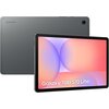 Na zdjęciu widoczny jest szary tablet z wyświetlaczem prezentującym kolorową grafikę z napisem "Galaxy Tab S10 Lite". W tle znajduje się tył urządzenia z logo "SAMSUNG" i kamerą w rogu.