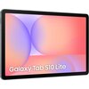 Tablet z dużym ekranem wyświetla abstrakcyjną grafikę w pastelowych kolorach, a na dole widoczny jest napis "Galaxy Tab S10 Lite". Obudowa urządzenia jest w kolorze szarym.