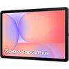 Tablet z dużym ekranem wyświetlającym abstrakcyjne, pastelowe kształty w odcieniach różu i fioletu, z widocznym napisem "Galaxy Tab S10 Lite" w dolnej części. Obudowa urządzenia jest w kolorze szarym.